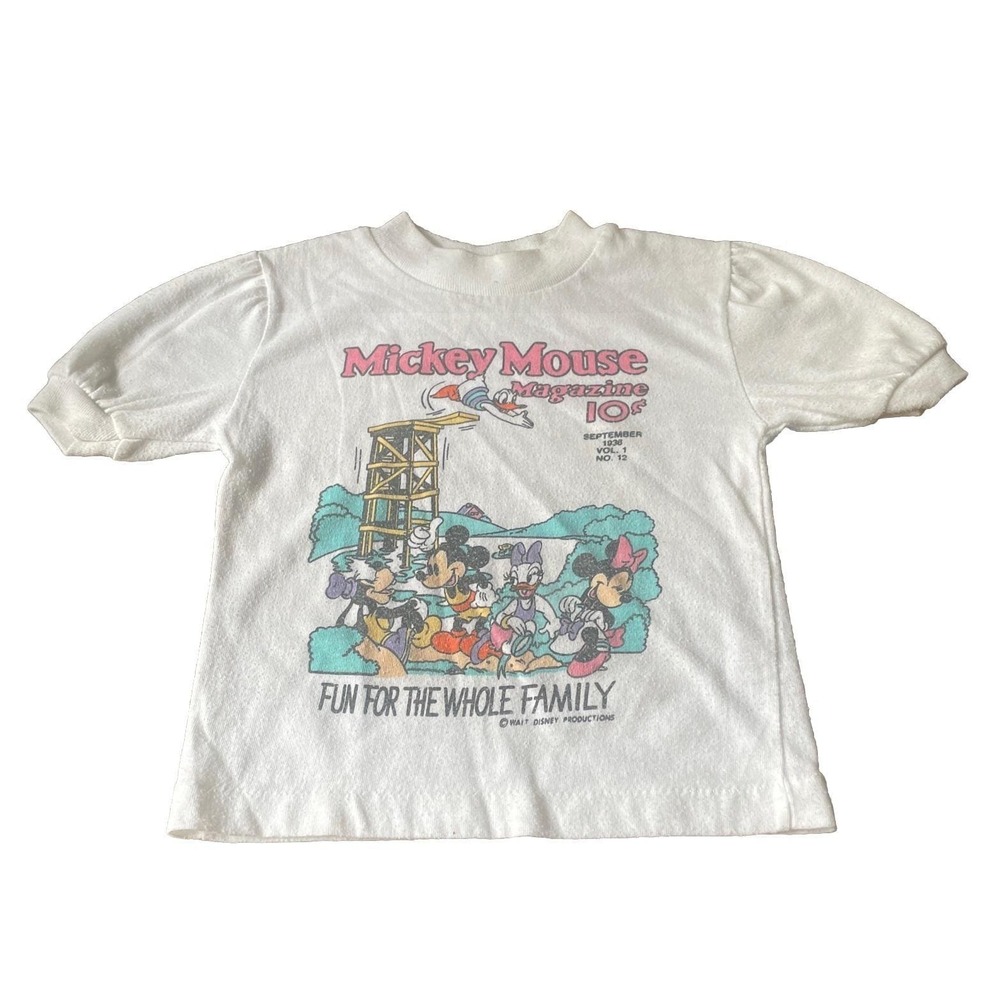 Walt Disney Productions Vintage Kids Mickey Mouse Magazine Tshirt Toddler Size